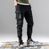 Men's Casual Draw String Cargo Pants - Black - 5XL - Polyester - image 12