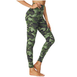 Women's Army Green Camouflage Leggings - Green - Pants - XL - Spandex Polyester - image 6