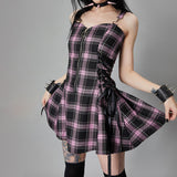 Women's Fairy Grunge Plaid Mini Dress - White - Mini Dress - XXXL - Polyester - image 4