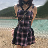 Women's Fairy Grunge Plaid Mini Dress - White - Mini Dress - XXXL - Polyester - image 6