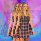 Women's Fairy Grunge Plaid Mini Dress - White - Mini Dress - XXXL - Polyester - image 11
