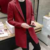 Men's Slim Fit Wool Blend Business Coat - Beige - Knee Length Jacket - XXXXXL - Wool Blend - image 27