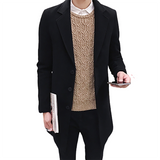 Men's Slim Fit Wool Blend Business Coat - Black - Knee Length Jacket - XXXXXL - Wool Blend - image 44