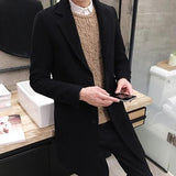 Men's Slim Fit Wool Blend Business Coat - Beige - Knee Length Jacket - XXXXXL - Wool Blend - image 8
