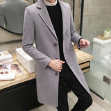 Men's Slim Fit Wool Blend Business Coat - Beige - Knee Length Jacket - XXXXXL - Wool Blend - image 12