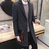Men's Slim Fit Wool Blend Business Coat - Beige - Knee Length Jacket - XXXXXL - Wool Blend - image 24