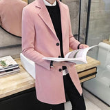 Men's Slim Fit Wool Blend Business Coat - Beige - Knee Length Jacket - XXXXXL - Wool Blend - image 14