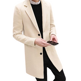 Men's Slim Fit Wool Blend Business Coat - Beige - Knee Length Jacket - XXXXXL - Wool Blend - image 40