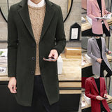 Men's Slim Fit Wool Blend Business Coat - Beige - Knee Length Jacket - XXXXXL - Wool Blend - image 13