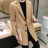Men's Slim Fit Wool Blend Business Coat - Beige - Knee Length Jacket - XXXXXL - Wool Blend - image 6