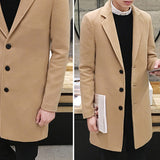 Men's Slim Fit Wool Blend Business Coat - Beige - Knee Length Jacket - XXXXXL - Wool Blend - image 4