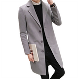 Men's Slim Fit Wool Blend Business Coat - Grey - Light Grey / Knee Length Jacket - XXXXXL - Wool Blend - image 37