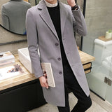 Men's Slim Fit Wool Blend Business Coat - Beige - Knee Length Jacket - XXXXXL - Wool Blend - image 11