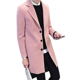 Men's Slim Fit Wool Blend Business Coat - Pink - Knee Length Jacket - XXXXXL - Wool Blend - image 39