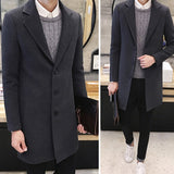 Men's Slim Fit Wool Blend Business Coat - Beige - Knee Length Jacket - XXXXXL - Wool Blend - image 28