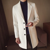 Men's Slim Fit Wool Blend Business Coat - Beige - Knee Length Jacket - XXXXXL - Wool Blend - image 17