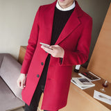 Men's Slim Fit Wool Blend Business Coat - Beige - Knee Length Jacket - XXXXXL - Wool Blend - image 26