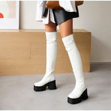 Funki Buys | Boots | Women's Chunky Heel Over the Kne... - Black : Over the Knee Chunky Boots / 10.5 B / PU Leather - image 8