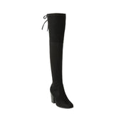 Women's Thigh Tie Block Heel Boots - Black - 1 - 3cm - No Plush Boots - 42 B - PU Leather - image 17
