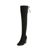 Women's Thigh Tie Block Heel Boots - Black - 1 - 3cm - No Plush Boots - 42 B - PU Leather - image 23