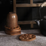 Funki Buys | Coasters | Natural Lotus Ro... - Beige - Beech / Lotus Root Coasters Set of 10 / 3.74" x 3.34" / Wood - image 15