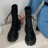 Funki Buys | Boots | Women's Lace-up Chunky Combat Boots - Black - Ankle / With Plush Inner / 43 B / PU Leather - image 20