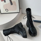 Funki Buys | Boots | Women's Lace-up Chunky Combat Boots - Black - Ankle / With Plush Inner / 43 B / PU Leather - image 21