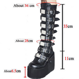 Funki Buys | Boots | Women's High Platform Wedg... - Black - 1 / Matte / Platform Buckle Boots / 43 B / PU Leather - image 10