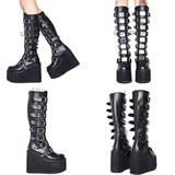 Funki Buys | Boots | Women's High Platform Wedg... - Black - 1 / Matte / Platform Buckle Boots / 43 B / PU Leather - image 11
