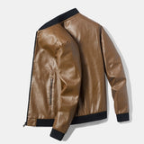 Men's Faux Leather Thin Bomber Jacket - Black - Bomber Jacket - 7XL - PU Leather - image 3