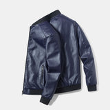 Men's Faux Leather Thin Bomber Jacket - Black - Bomber Jacket - 7XL - PU Leather - image 2