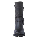 Funki Buys | Boots | Women's Biker Boot | Zipper Buckle Boots - Burgundy - Biker Boots / 43 B / PU Leather - image 3