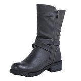 Funki Buys | Boots | Women's Biker Boot | Zipper Buckle Boots - Burgundy - Biker Boots / 43 B / PU Leather - image 9