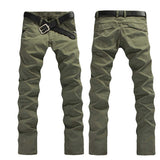 Men's Slim Fit Cargo Pant Mid-Waist Jeans - Army Green - Pants - 40 - Polyester Denim - image 9