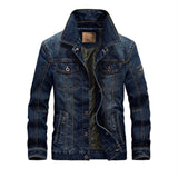 Men's Fleece Denim Trucker Jackets - Blue - Light Blue /  Denim Sherpa Trucker Jacket - 7XL - Denim - image 7