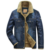 Men's Fleece Denim Trucker Jackets - Blue - Light Blue /  Denim Sherpa Trucker Jacket - 7XL - Denim - image 5