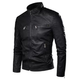 Men's Motorcycle Faux Leather Jacket - Black - Jacket - 4XL - PU Leather - image 8