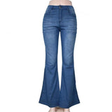 Women's High Waist Vintage Flare Jeans - Blue - Dark Blue / Flared Jeans - 4XL - Polyester - image 10