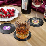 Funki Buys | Coasters | Vinyl Record Co... - 6 Pcs / Record Coaster Set + Holder / BPA Free Plastic / 4.13" x 0.98" - image 7