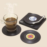 Funki Buys | Coasters | Vinyl Record Co... - 6 Pcs / Record Coaster Set + Holder / BPA Free Plastic / 4.13" x 0.98" - image 5