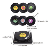 Funki Buys | Coasters | Vinyl Record Co... - 6 Pcs / Record Coaster Set + Holder / BPA Free Plastic / 4.13" x 0.98" - image 3