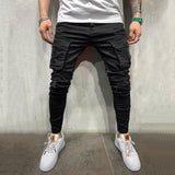 Men's Stretch Slim Fit Cargo Skinny Jeans - Black - 1 / Pants - XXXL - Cotton Blend - image 3