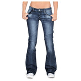Women's Flare Jeans Mid Waist Bell Jeans - Black - Mid Waist Flares - 5XL - Denim Polyester - image 26