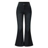 Women's Flare Jeans Mid Waist Bell Jeans - Black - Mid Waist Flares - 5XL - Denim Polyester - image 18
