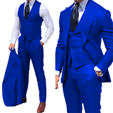 Men's 3 Pcs Formal Grooms Suit Slim Fit - Royal Blue - 3 Pcs Suit - 6XL - Polyester - image 24