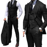 Men's 3 Pcs Slim Fit Formal Wedding Suits - Black - 3 Pcs Slim Fit Suit - 6XL - Polyester - image 33