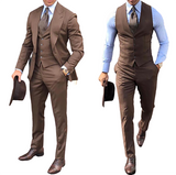 Men's 3 Pcs Slim Fit Formal Wedding Suits - Brown - 3 Pcs Slim Fit Suit - 6XL - Polyester - image 31