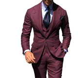 Men's 3 Pcs Slim Fit Formal Wedding Suits - Burgundy - 2 Pocket Jacket / 3 Pcs Suit - 6XL - Polyester - image 28