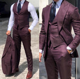 Men's Classy 3 Pcs Slim Fit Formal Suits - Brown - Light Brown / 3 Pcs Slim Fit Suit - 6XL - Polyester - image 2