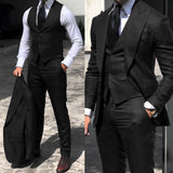 Men's 3 Pcs Formal Grooms Suit Slim Fit - Burgundy - 3 Pcs Suit - 6XL - Polyester - image 4
